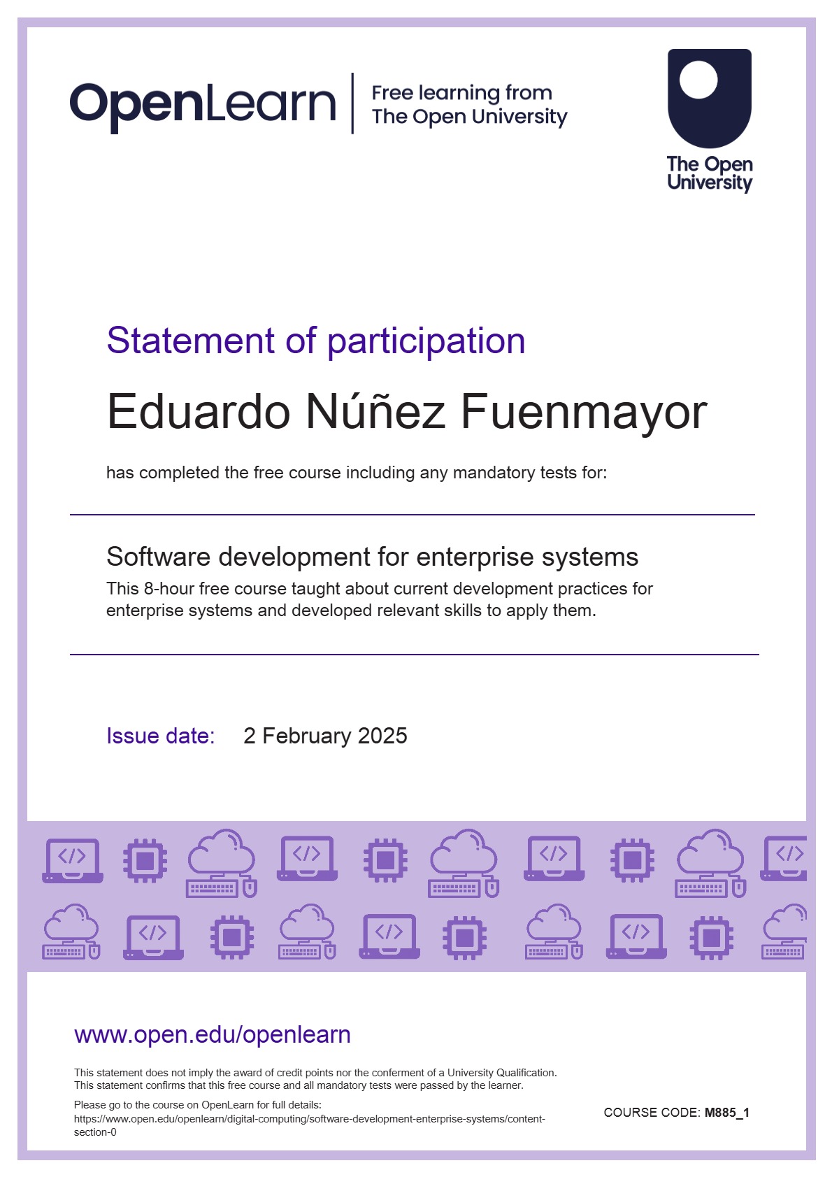 Software Development for Enterprise Certificate
